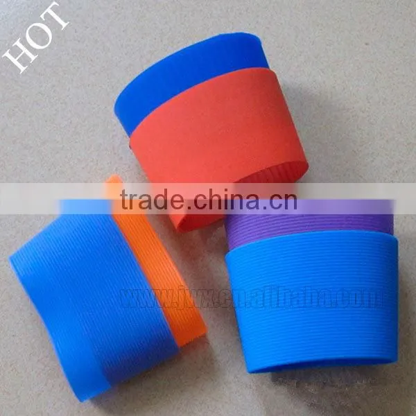 Eco-friendly silicone sleeve for coffee cup , heat resistant and anti-slip cup sleeve