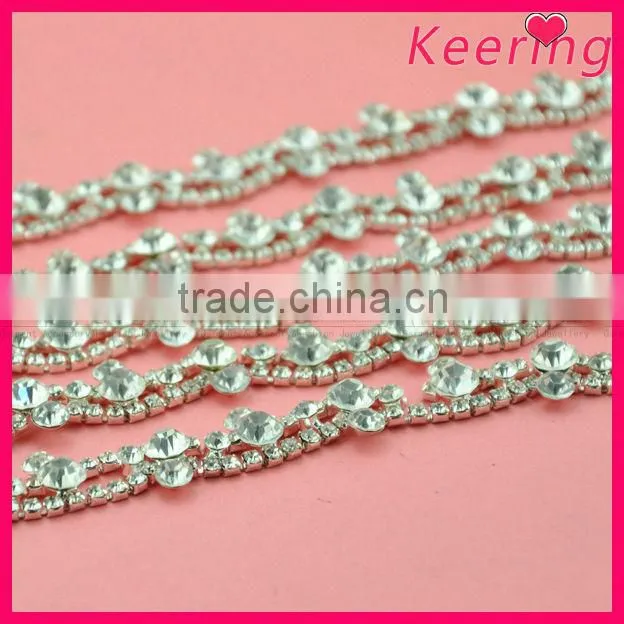 fashion new arrival Clear color rhinestone cup chain trim for body chain dress WRC-221