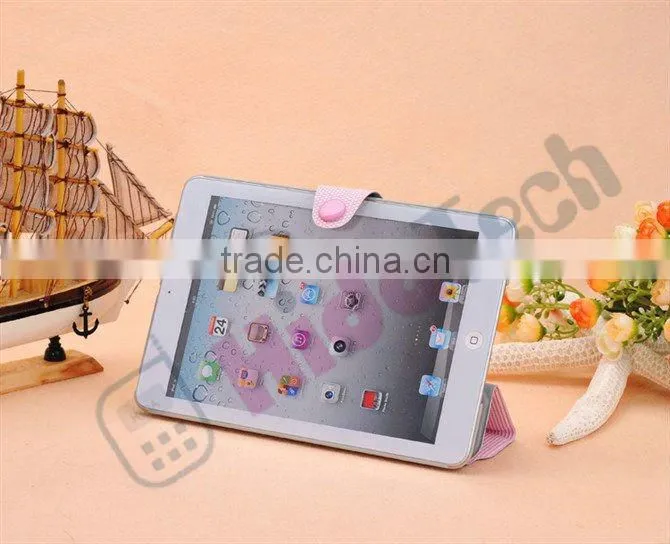 Wholesale Fashion Buckle Case for iPad Mini,Fashion 3 Fold Buckle Book Style Leather Case for iPad Mini