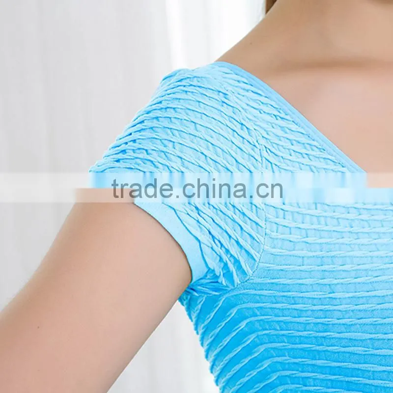 T-shirt seamless short tank top fold wrink