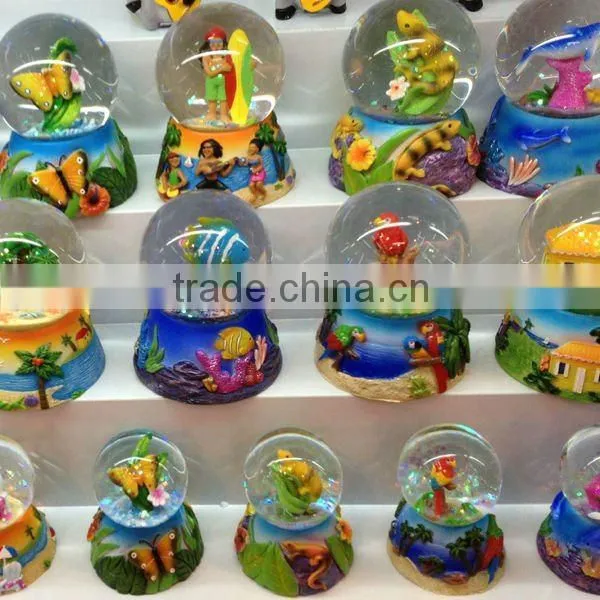 2013 decorative resin base sea style glass water ball,snow globe