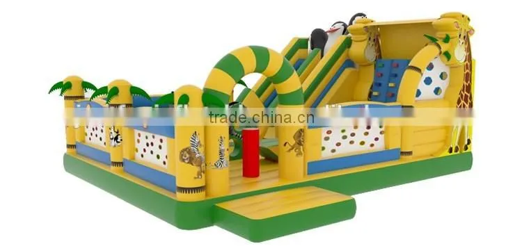 Madagascar trampoline, penguin inflatable fun city slides n rock climbing complex games
