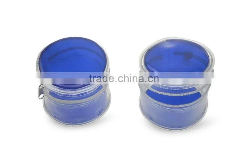 Stand up PVC Cosmetic Bag Zipper Top Cylinder Shape Bag