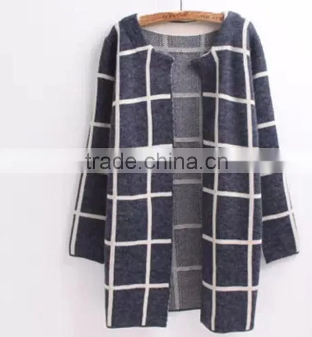 Round neck long-sleeved long section women cardigan cheap long cardigans
