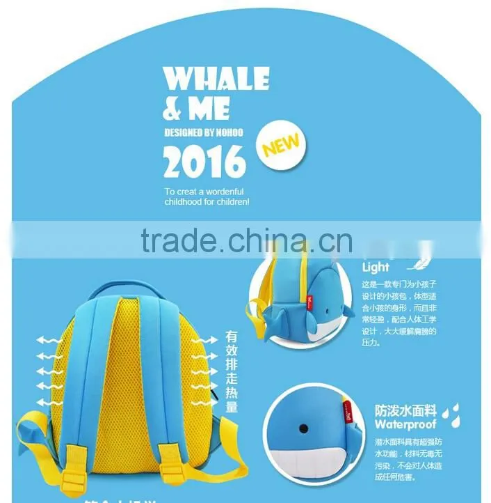 Cartoon Whale backpack Boys Girls Baby travel Bag kids backpack promotion