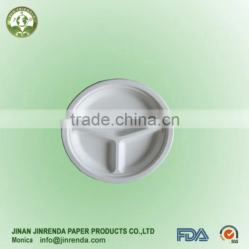 Disposable 9 inch 3-compartment plate