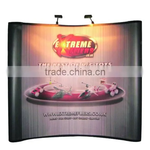 trade show curved fabric pop up display