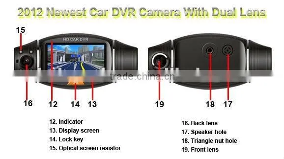 140degrees 2ch camera ntsc pal car dvr