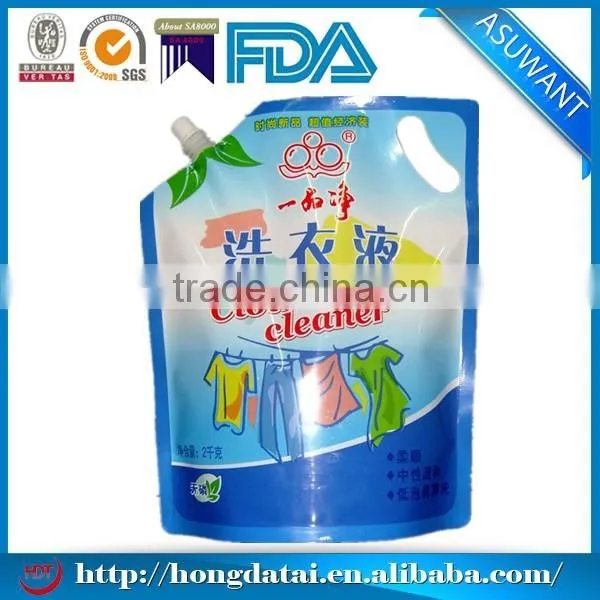 FDA certificated cheap stand up liquid laundry detergent packing bag