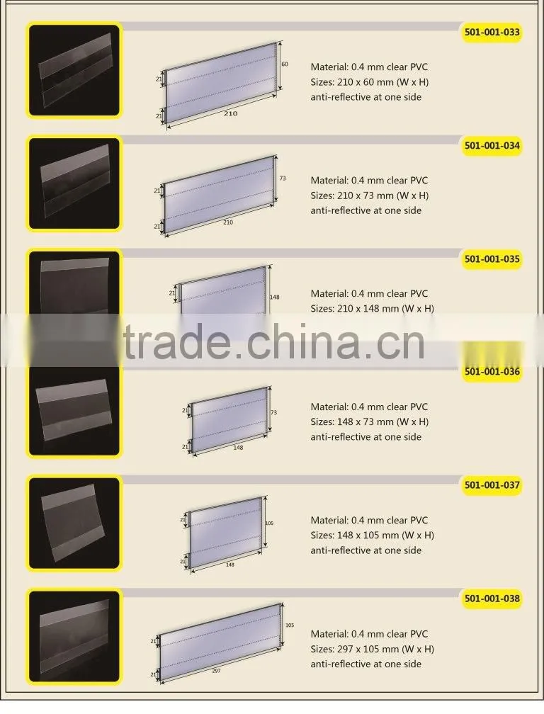 Extruded PVC Clear Price Label Holders for Retail