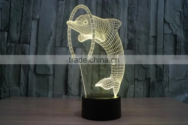 3D illusion Led night light 7colors dolphin lamp table novelty products christmas lights with touch button children night light