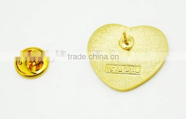 Customized heart shaped gold plated lapel pins