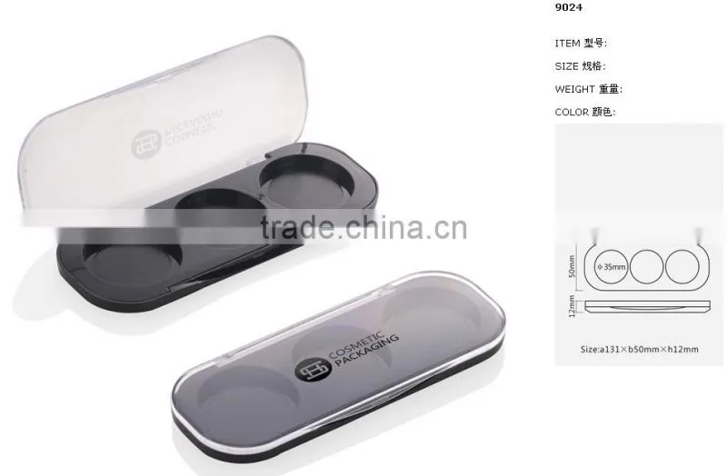 Customize empty plastic packaging cosmetic 3 color eyeshadows