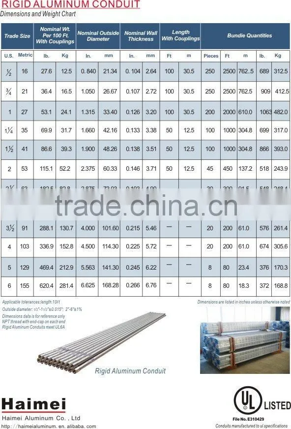 UL Rigid electrical aluminum pipe elbow