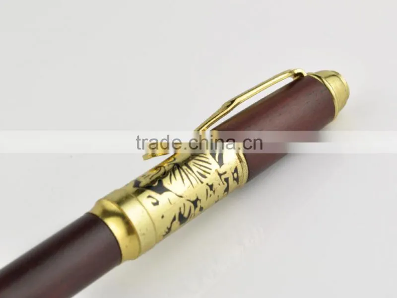 luxury wood ball pen with gold metal clip