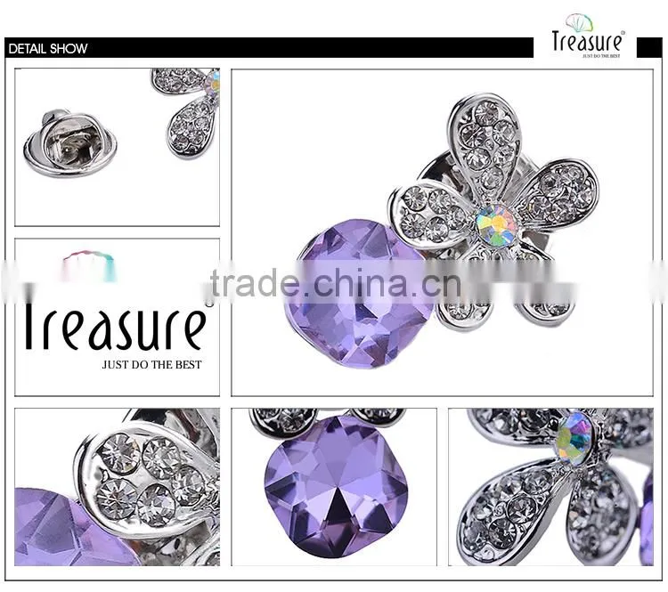 fashionable jewelry flower brooch with colorful rhinestone brooch jewelry
