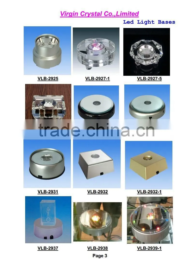 Wholesale New Arrival LED light rotating base with 3d crystal cube