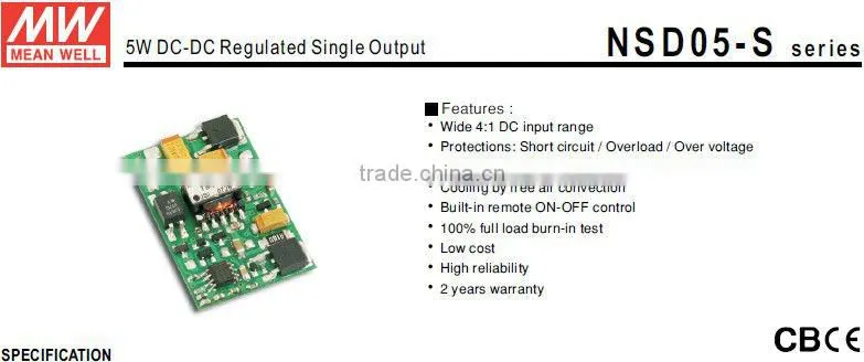 Meanwell 5W DC-DC Regulated 15v switching power supply/5W DC-DC converter