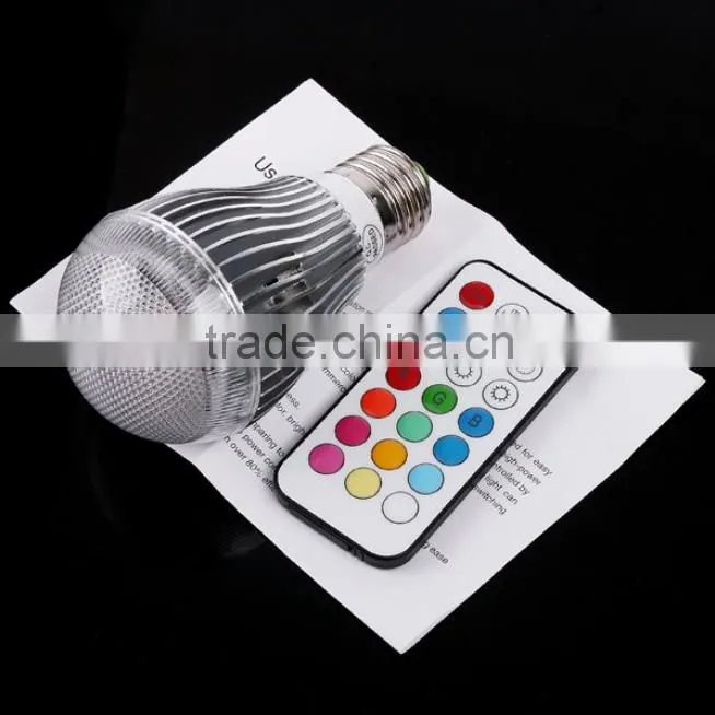 350LM RGB led lighting Colorful 9W B22 /E27/GU10 LED Bulb Lamp with Remote Control