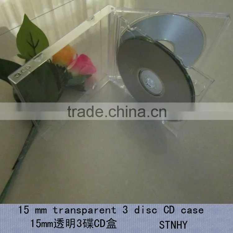 15mm Clear 3 Disc jewel CD case