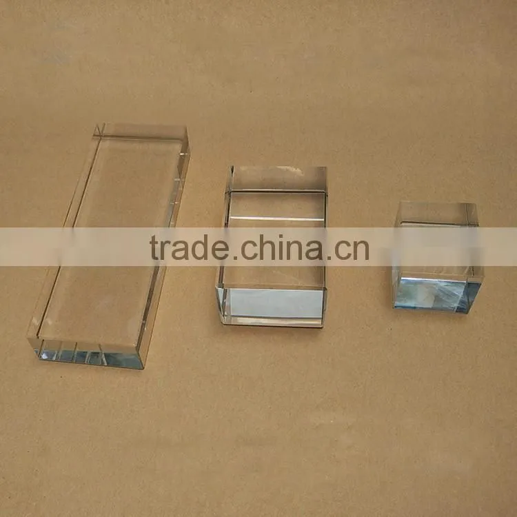 China cheap clear 3d laser engraved crystal glass block wholesale