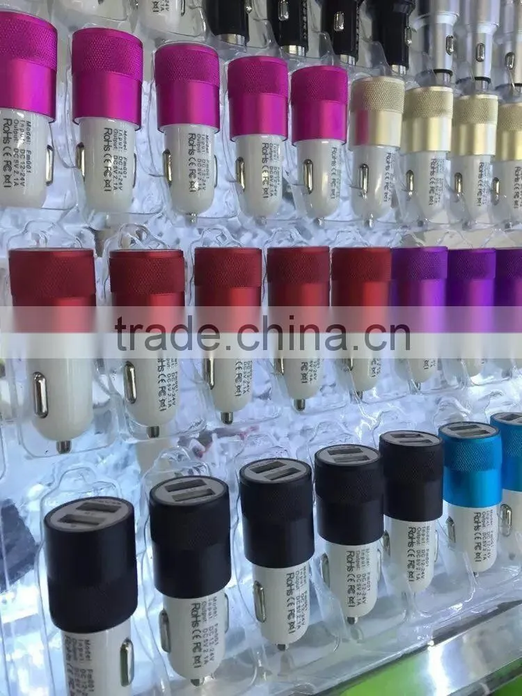 good quality metal bullet shape portable car battery charger for toy car,dual usb car charger