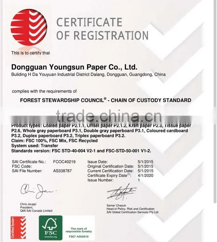 800g recycled pulp grey back laminated white back cardboards