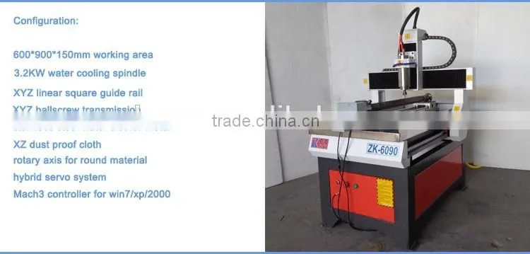 rotary axis Small CNC Machine Price with USB interface controller ZK-6090 600*900mm