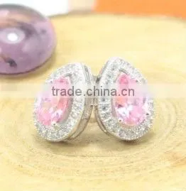 2013 best selling spring collection 925 sterling silver earrings with apple green cz centers for trendy woman and girls