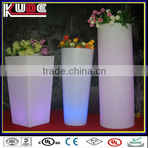 LED illuminated home decoration colorful plastic square flower pots/indoor square decorative pots