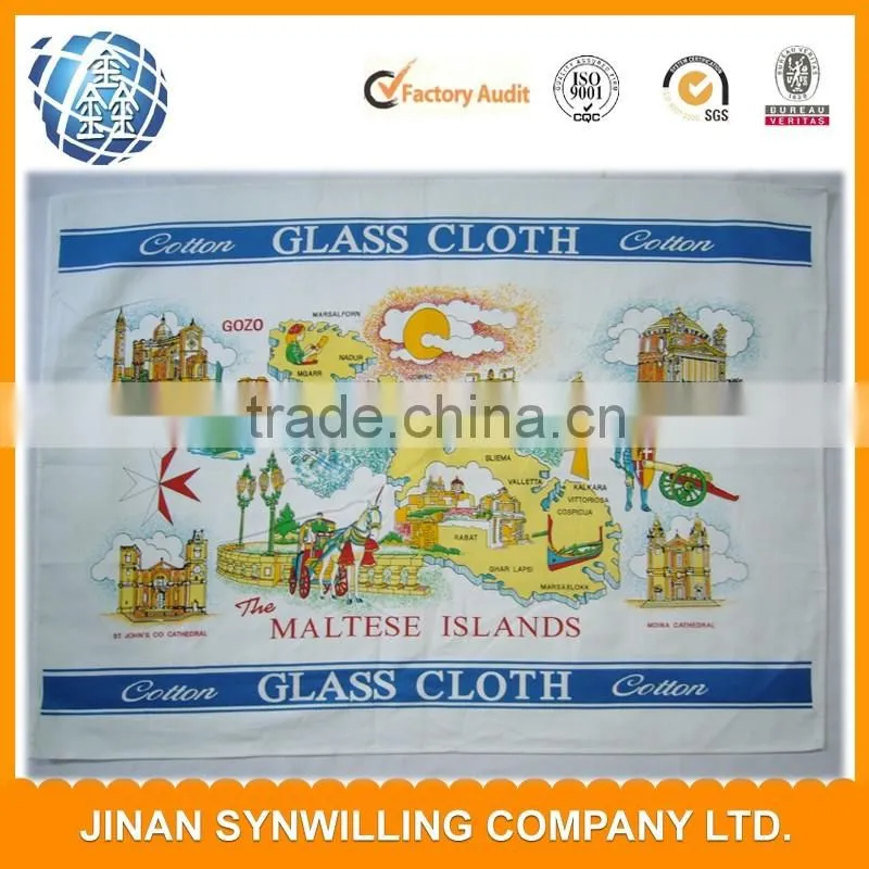 cheap tea towel with map design printed tea towel
