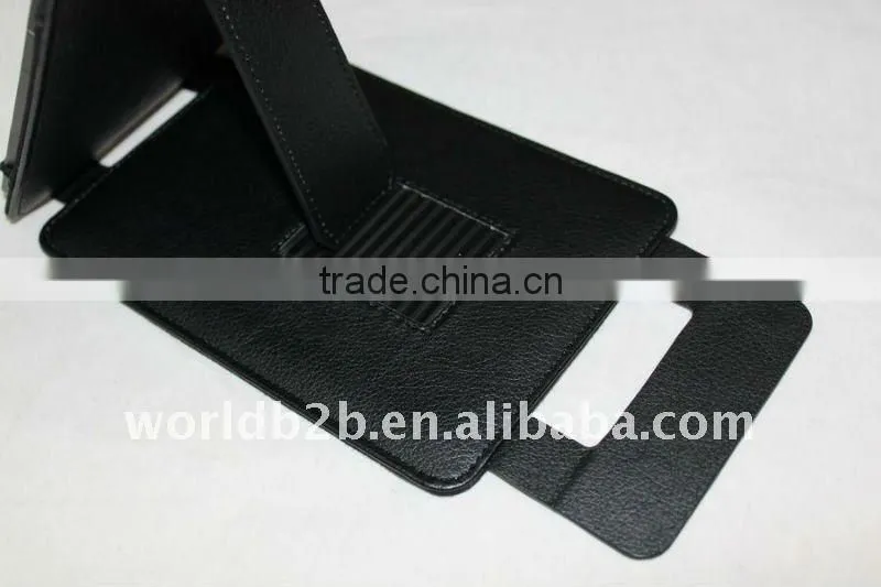 Black Slim Leather Case Folio with Multi Adjustable Viewing Angles for Amazon Kindle 4 and Kindle Touch E-Reader