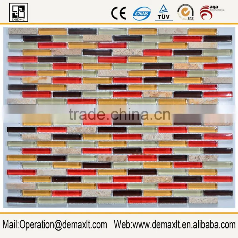 Long brushed peel and stick metal mosaic for backsplash