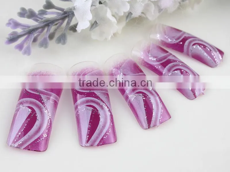 Wholesale 70pcs/box airbrushed false nail Glitter full cover nail tip