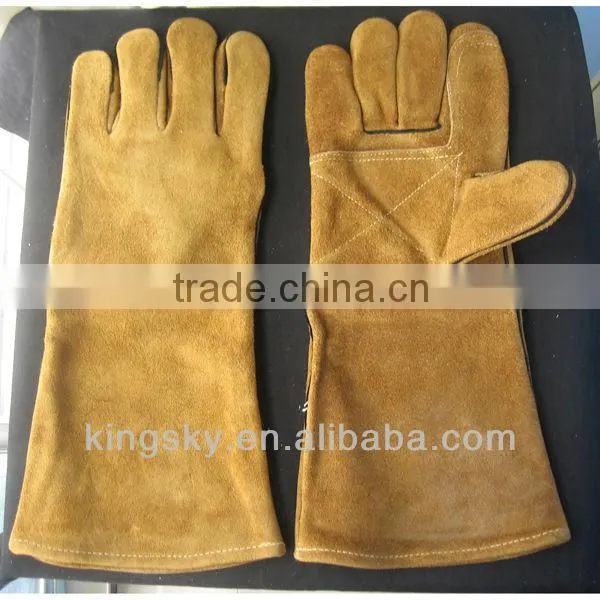 High quality cow split leather reiforcement palm welding glove