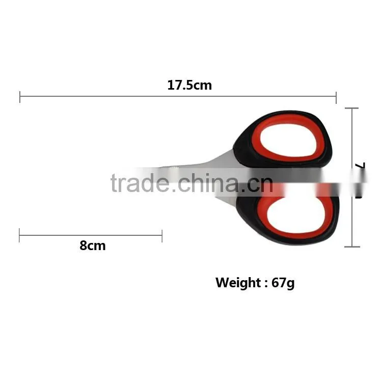 Multi Purpose 7'' Utility Stainless Steel Scissors with black and red plastic handle Office Paper Scissor