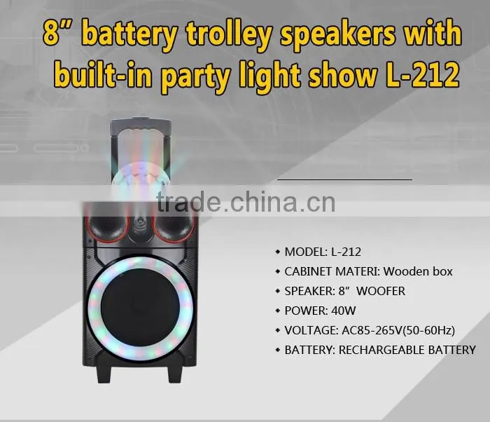 Hoxen 8" active bluetooth speakers box with disco ball light show L-212