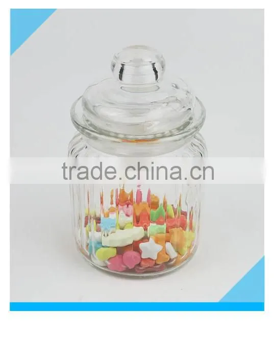 300ml Fancy Round Glass Candy Jar with Glass Lid