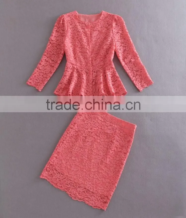 Wholesale Latest Fashion Designer Lace Skirt Suits For Party 2016