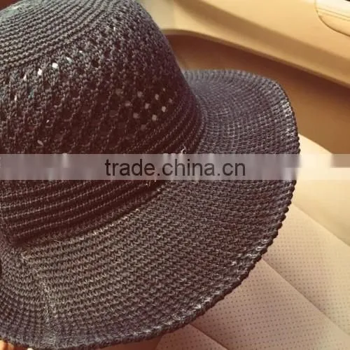 2016 wholesale high quality knitted sun helmet hollow out latest design ladies summer hat fashion