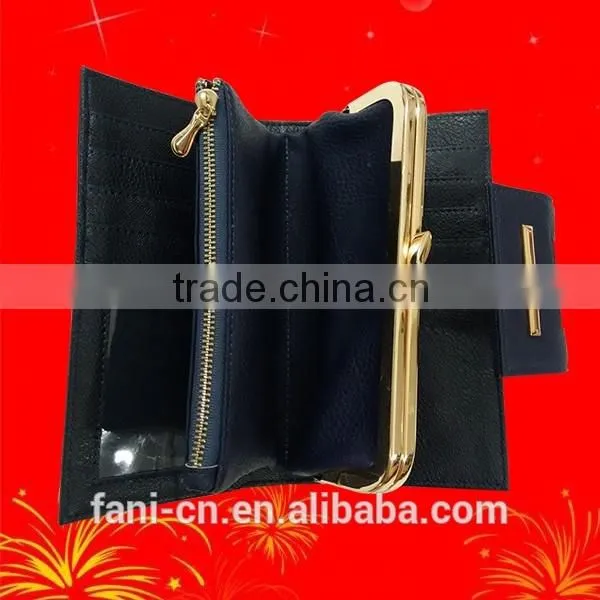 Newest arrival PU leather wallet with elastic strap and hinge design for woman