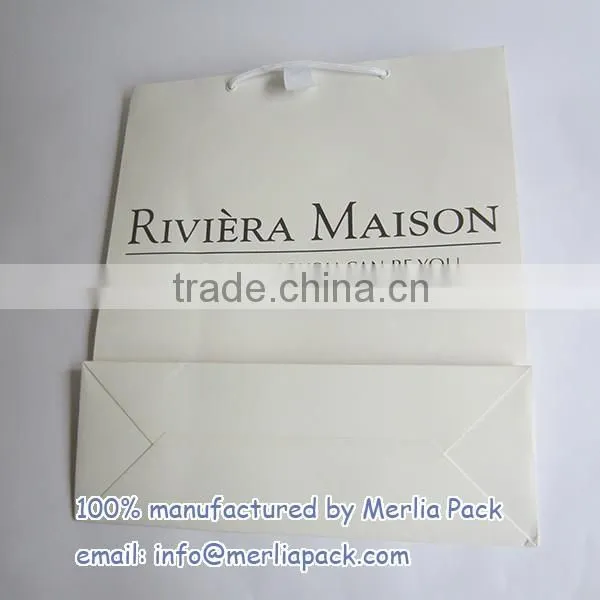 Matte White Paper Bag with Grosgrain ribbon Home Household Supplies Bag