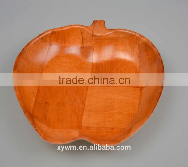 Cheap Apple Shaped Red Woven Wooden Party Kid Gift Decoration Plate and Bowl