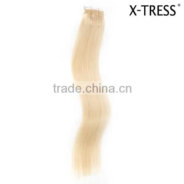 Natural texture and look European American 16" silk straigh color 613 human hair extension weaves for white women