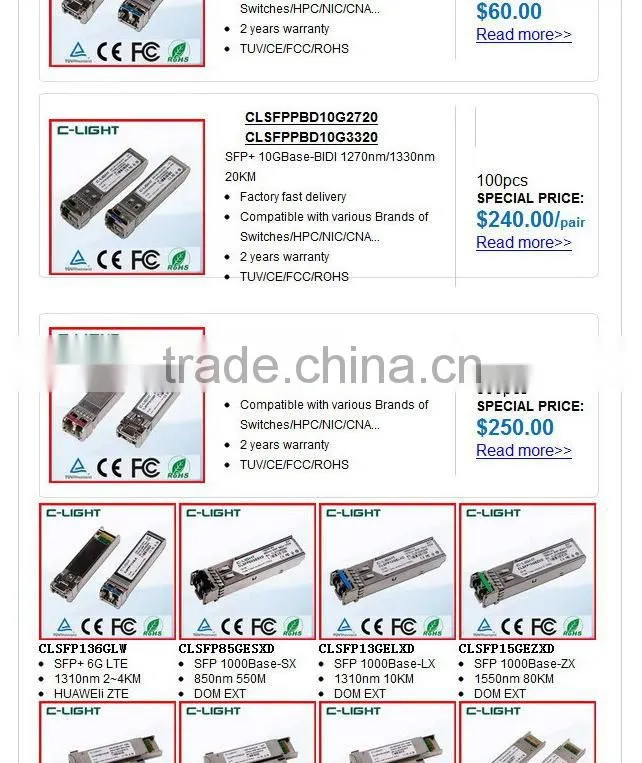 10GBASE-SR HUAWEI Module OMXD30000 Compatible SFP + With 300m MMF