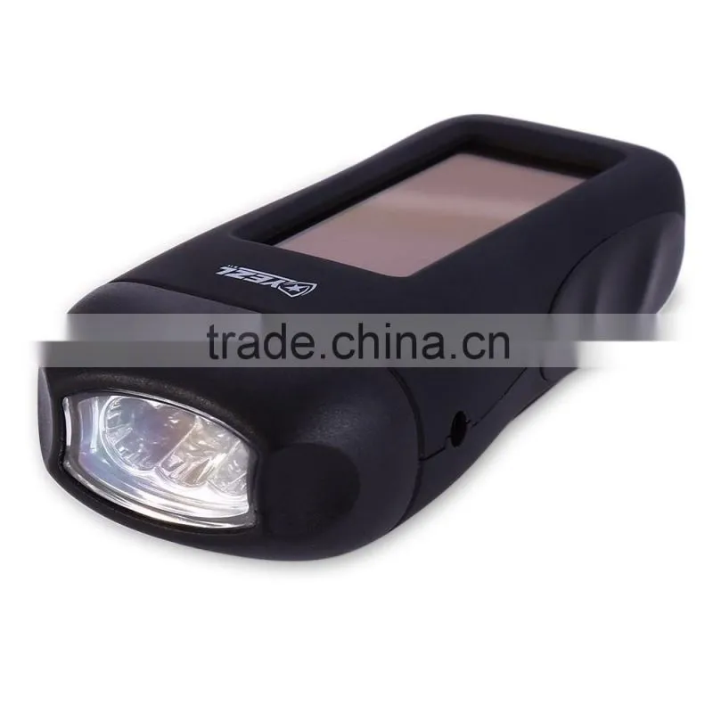Rechargeable Solar & Hand Crank Power USB Power Flashlight Torch