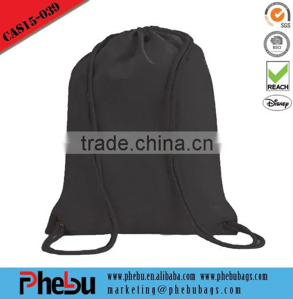 Custom checp black printed canvas tote shopping bag(CAS15-040)