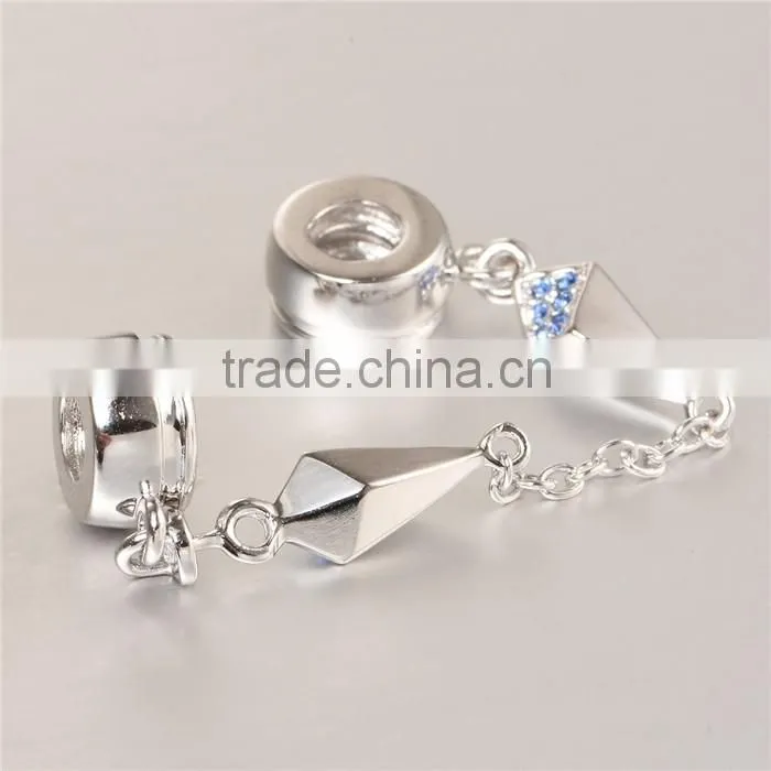 New Design Safety Charm Diamond Silver Safety Chain Wholesale Charm A014