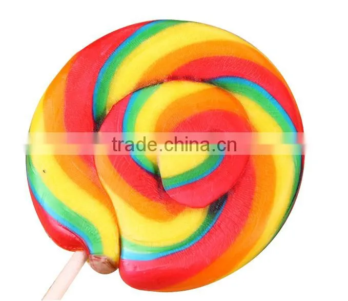 Strawberry flavou Fruit Rainbow Swirl Flat Giant Lollipop