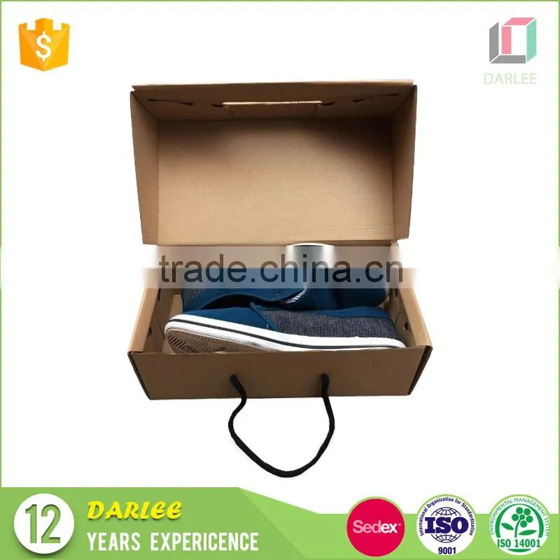 Darlee factory wholesale custom logo printed brown shoe box with handle